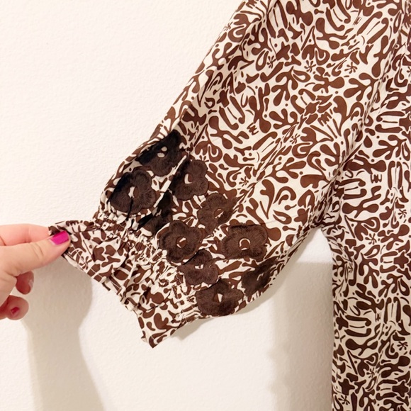 NWT Julia Amory Zoe Dress Midi Brown Floral Size Large L - Picture 3 of 6